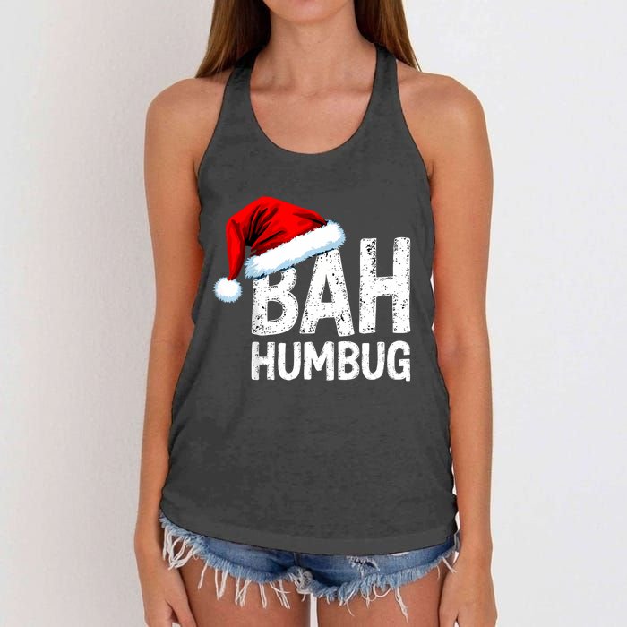 Vintage Bah Humbug Christmas Santa Funny Xmas Party Women's Knotted Racerback Tank