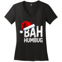 Vintage Bah Humbug Christmas Santa Funny Xmas Party Women's V-Neck T-Shirt