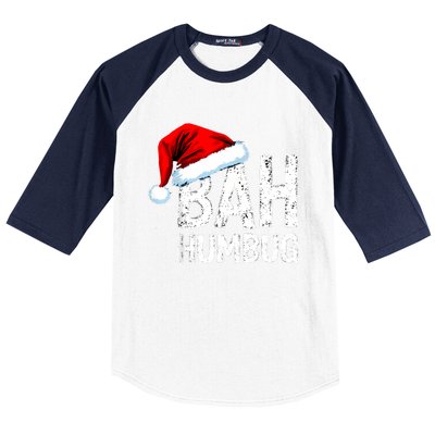 Vintage Bah Humbug Christmas Santa Funny Xmas Party Baseball Sleeve Shirt