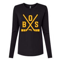 Vintage Boston Hockey Sticks State Outline Womens Cotton Relaxed Long Sleeve T-Shirt