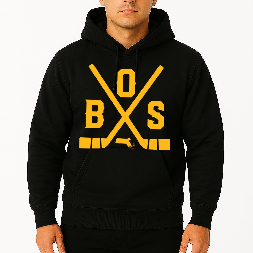 Vintage Boston Hockey Sticks State Outline Hoodie
