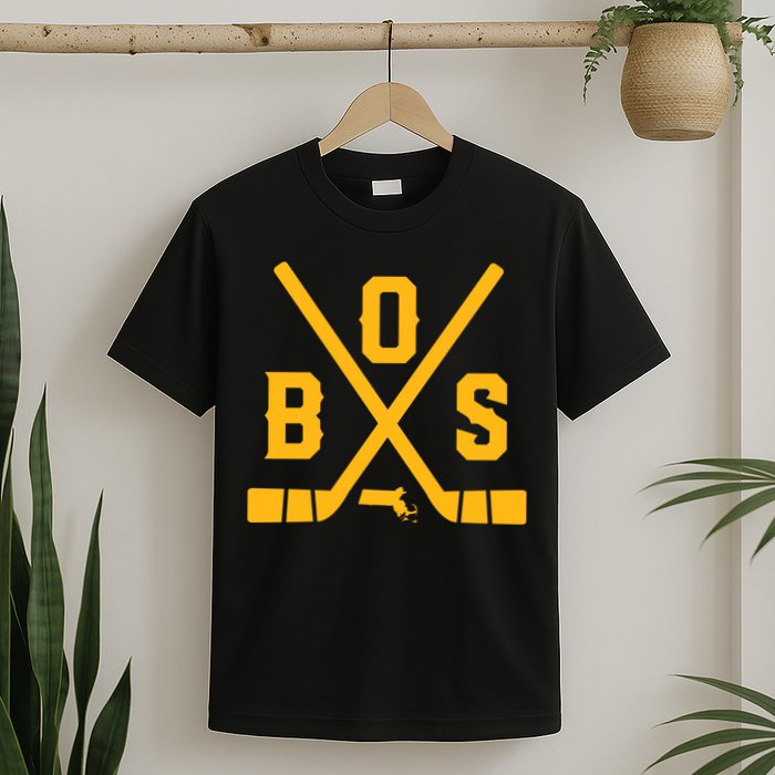 Vintage Boston Hockey Sticks State Outline T-Shirt