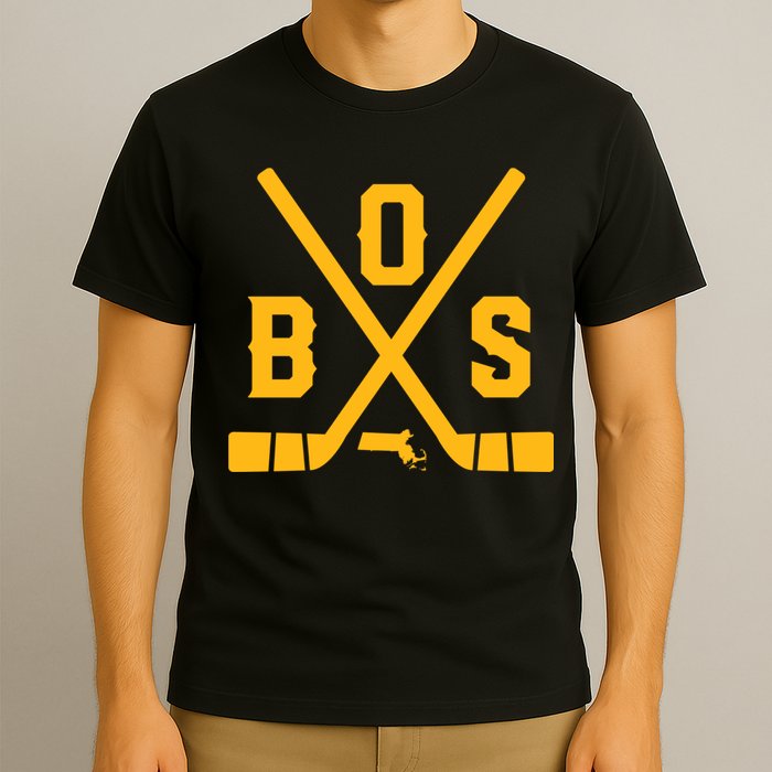 Vintage Boston Hockey Sticks State Outline T-Shirt