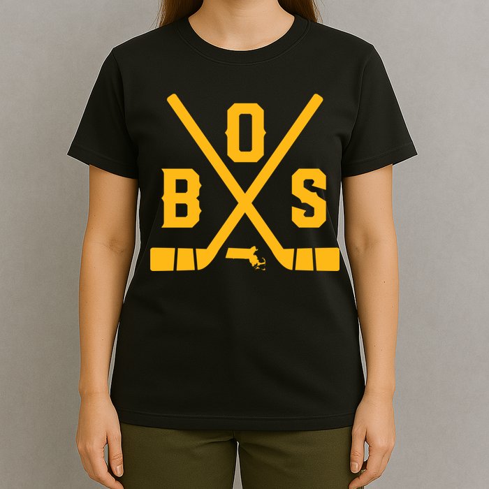 Vintage Boston Hockey Sticks State Outline T-Shirt