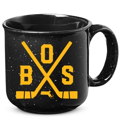 Vintage Boston Hockey Sticks State Outline 15oz Campfire Ceramic Mug