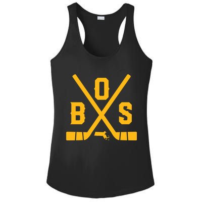 Vintage Boston Hockey Sticks State Outline Ladies PosiCharge Competitor Racerback Tank
