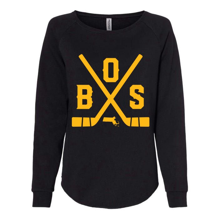 Vintage Boston Hockey Sticks State Outline Womens California Wash Sweatshirt