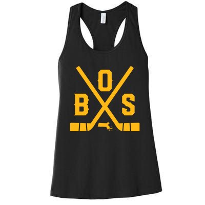 Vintage Boston Hockey Sticks State Outline Women's Racerback Tank