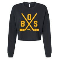 Vintage Boston Hockey Sticks State Outline Cropped Pullover Crew