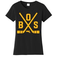 Vintage Boston Hockey Sticks State Outline Women's T-Shirt