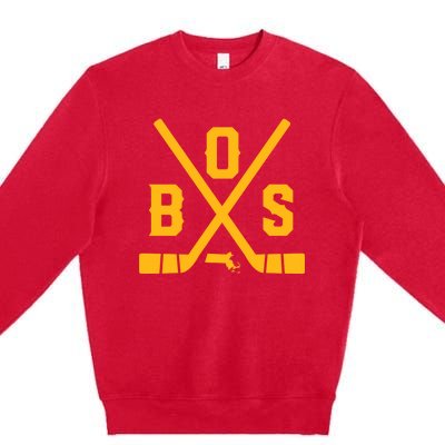 Vintage Boston Hockey Sticks State Outline Premium Crewneck Sweatshirt