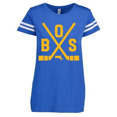 Vintage Boston Hockey Sticks State Outline Enza Ladies Jersey Football T-Shirt