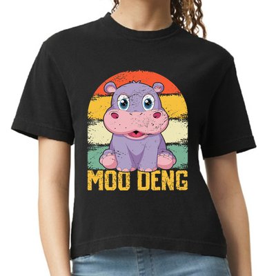 Vintage Baby Hippo Moo Deng Funny Baby Pygmy Moo Deng Comfort Colors Boxy T-Shirt