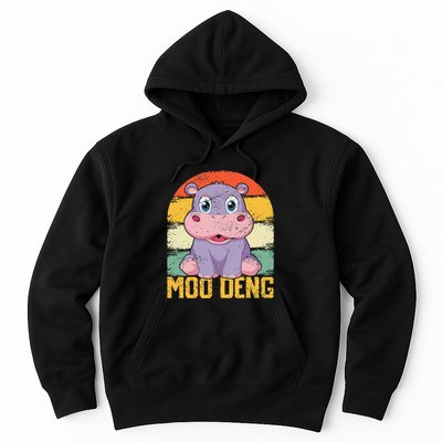 Vintage Baby Hippo Moo Deng Funny Baby Pygmy Moo Deng Hoodie