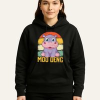Vintage Baby Hippo Moo Deng Funny Baby Pygmy Moo Deng Hoodie