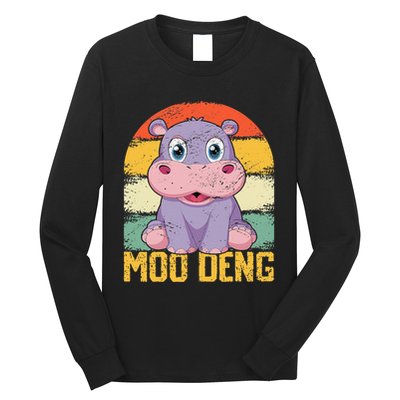 Vintage Baby Hippo Moo Deng Funny Baby Pygmy Moo Deng Long Sleeve Shirt