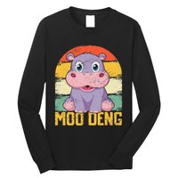 Vintage Baby Hippo Moo Deng Funny Baby Pygmy Moo Deng Long Sleeve Shirt