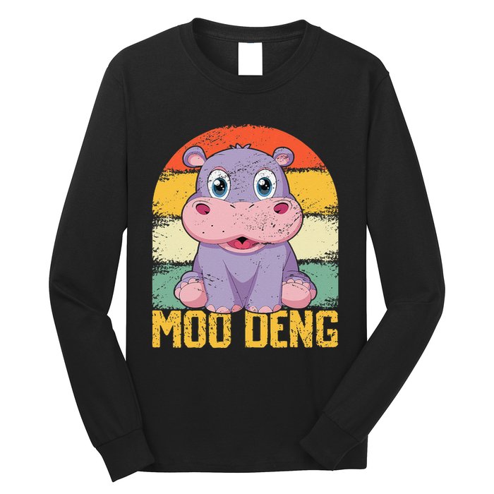 Vintage Baby Hippo Moo Deng Funny Baby Pygmy Moo Deng Long Sleeve Shirt