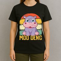 Vintage Baby Hippo Moo Deng Funny Baby Pygmy Moo Deng T-Shirt