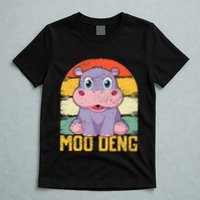 Vintage Baby Hippo Moo Deng Funny Baby Pygmy Moo Deng T-Shirt