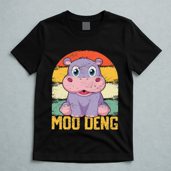 Vintage Baby Hippo Moo Deng Funny Baby Pygmy Moo Deng T-Shirt