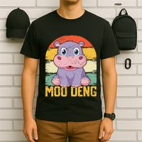 Vintage Baby Hippo Moo Deng Funny Baby Pygmy Moo Deng T-Shirt