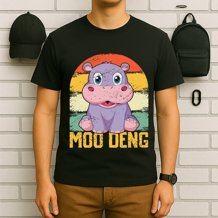 Vintage Baby Hippo Moo Deng Funny Baby Pygmy Moo Deng T-Shirt
