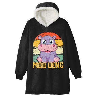 Vintage Baby Hippo Moo Deng Funny Baby Pygmy Moo Deng Hooded Wearable Blanket