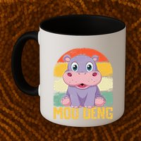 Vintage Baby Hippo Moo Deng Funny Baby Pygmy Moo Deng Mug