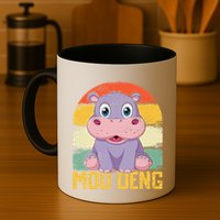 Vintage Baby Hippo Moo Deng Funny Baby Pygmy Moo Deng Mug