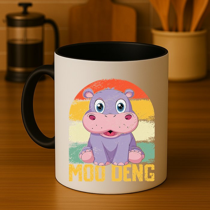 Vintage Baby Hippo Moo Deng Funny Baby Pygmy Moo Deng Mug