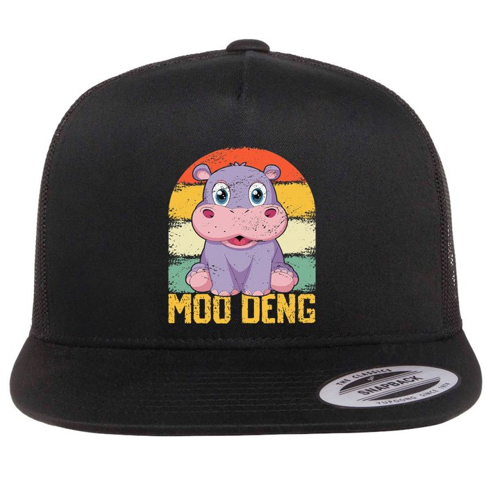 Vintage Baby Hippo Moo Deng Funny Baby Pygmy Moo Deng Flatbill Hat