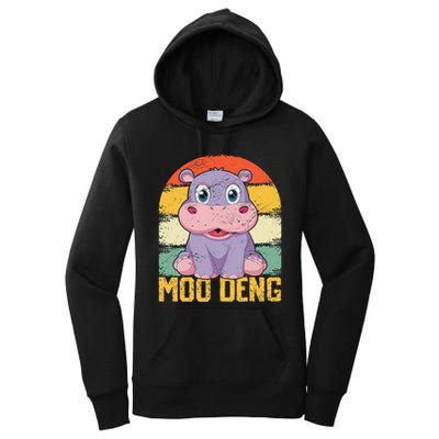 Vintage Baby Hippo Moo Deng Funny Baby Pygmy Moo Deng Women's Pullover Hoodie