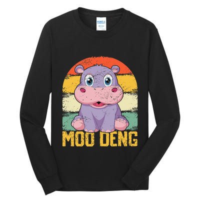 Vintage Baby Hippo Moo Deng Funny Baby Pygmy Moo Deng Tall Long Sleeve T-Shirt