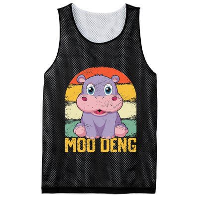 Vintage Baby Hippo Moo Deng Funny Baby Pygmy Moo Deng Mesh Reversible Basketball Jersey Tank