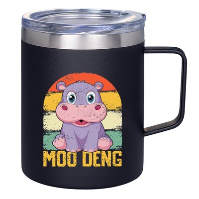 Vintage Baby Hippo Moo Deng Funny Baby Pygmy Moo Deng 12oz Stainless Steel Coffee Mug