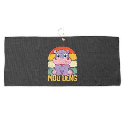 Vintage Baby Hippo Moo Deng Funny Baby Pygmy Moo Deng Large Microfiber Waffle Golf Towel