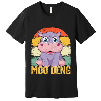 Vintage Baby Hippo Moo Deng Funny Baby Pygmy Moo Deng Premium T-Shirt