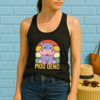 Vintage Baby Hippo Moo Deng Funny Baby Pygmy Moo Deng Womens Tank Top