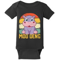 Vintage Baby Hippo Moo Deng Funny Baby Pygmy Moo Deng Baby Bodysuit