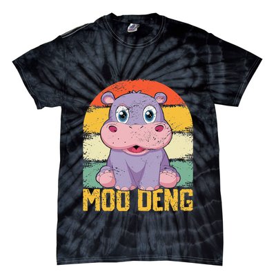 Vintage Baby Hippo Moo Deng Funny Baby Pygmy Moo Deng Tie-Dye T-Shirt