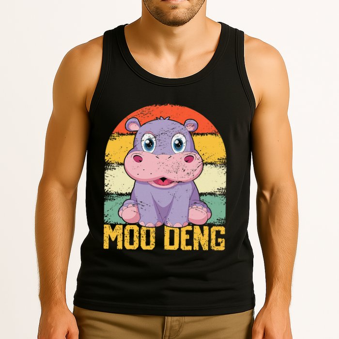Vintage Baby Hippo Moo Deng Funny Baby Pygmy Moo Deng Tank Top
