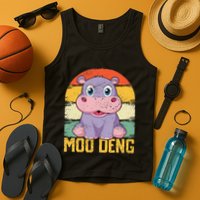 Vintage Baby Hippo Moo Deng Funny Baby Pygmy Moo Deng Tank Top