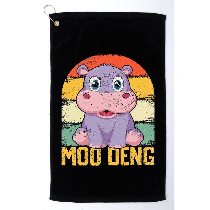 Vintage Baby Hippo Moo Deng Funny Baby Pygmy Moo Deng Golf Towel