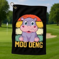 Vintage Baby Hippo Moo Deng Funny Baby Pygmy Moo Deng Golf Towel