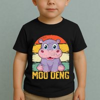 Vintage Baby Hippo Moo Deng Funny Baby Pygmy Moo Deng Toddler T-Shirt
