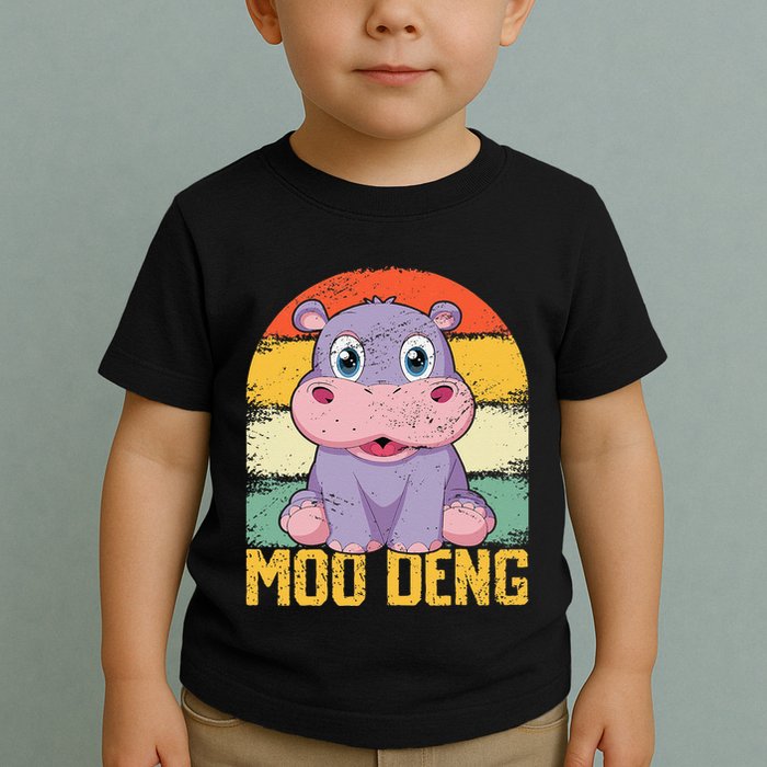 Vintage Baby Hippo Moo Deng Funny Baby Pygmy Moo Deng Toddler T-Shirt