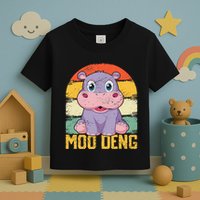 Vintage Baby Hippo Moo Deng Funny Baby Pygmy Moo Deng Toddler T-Shirt