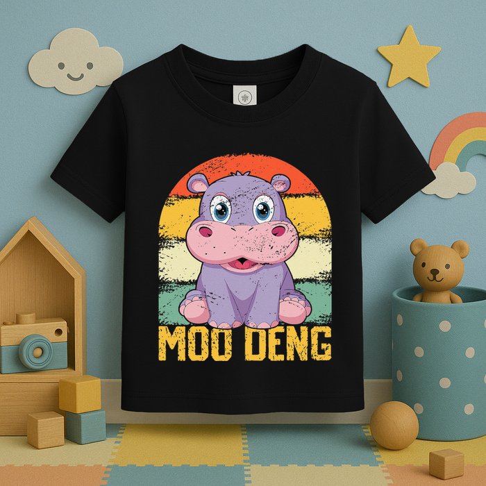 Vintage Baby Hippo Moo Deng Funny Baby Pygmy Moo Deng Toddler T-Shirt