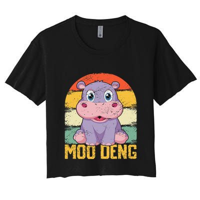 Vintage Baby Hippo Moo Deng Funny Baby Pygmy Moo Deng Crop Top
